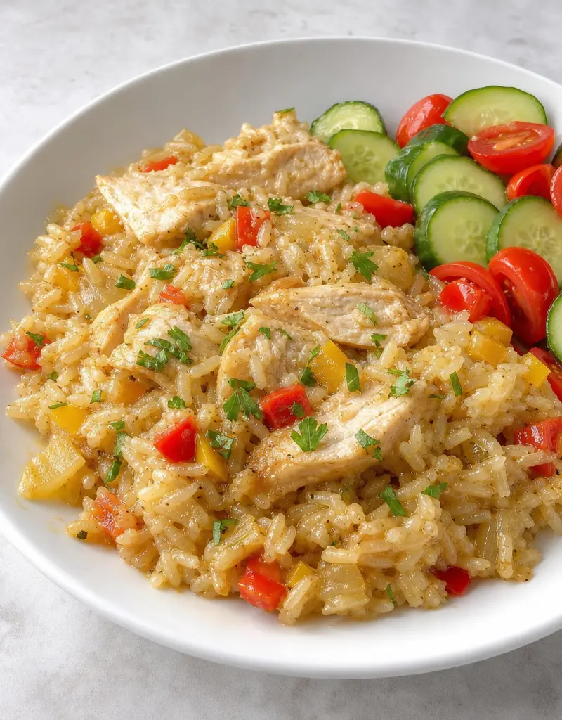 Baked Chicken and Rice Casserole prepared dish