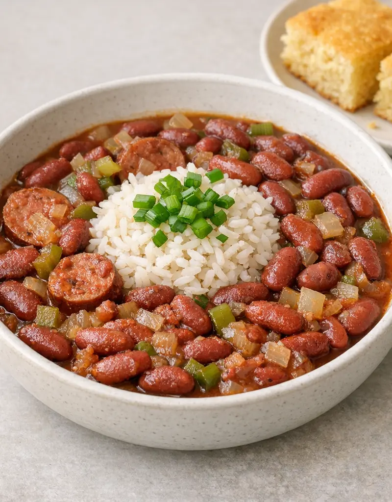 Classic Red Beans And Rice prepared dish