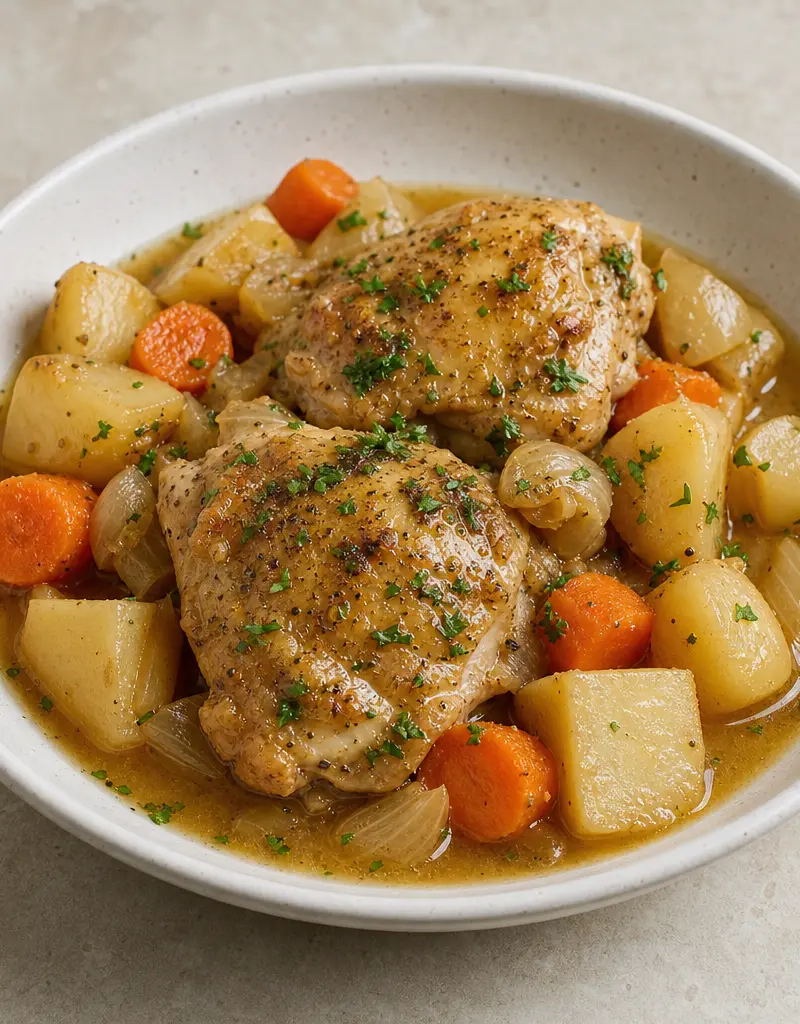 Slow Cooker Chicken with Vegetables prepared dish