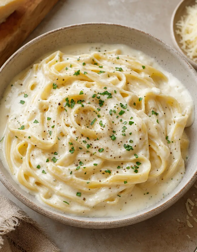 Creamy Garlic Alfredo Sauce prepared dish