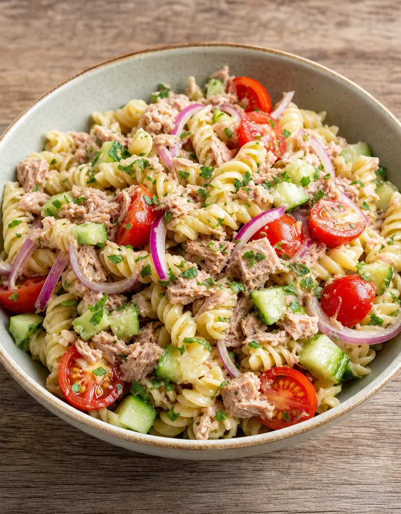 Tuna Pasta Salad with Vegetables prepared dish