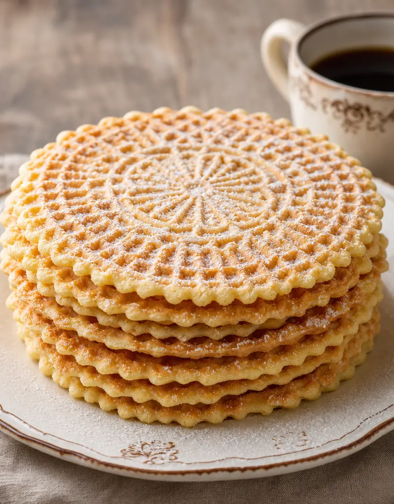 Pizzelle Italian Waffle Cookies prepared dish