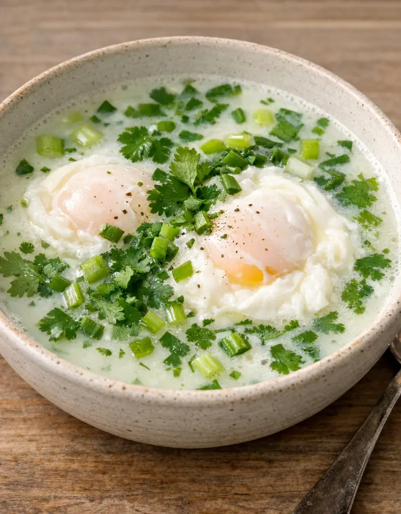Colombian Egg And Coriander Soup (Changua) prepared dish