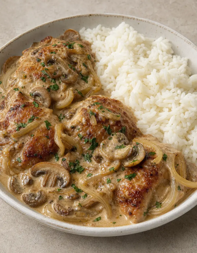 Creamy Chicken Parisienne prepared dish