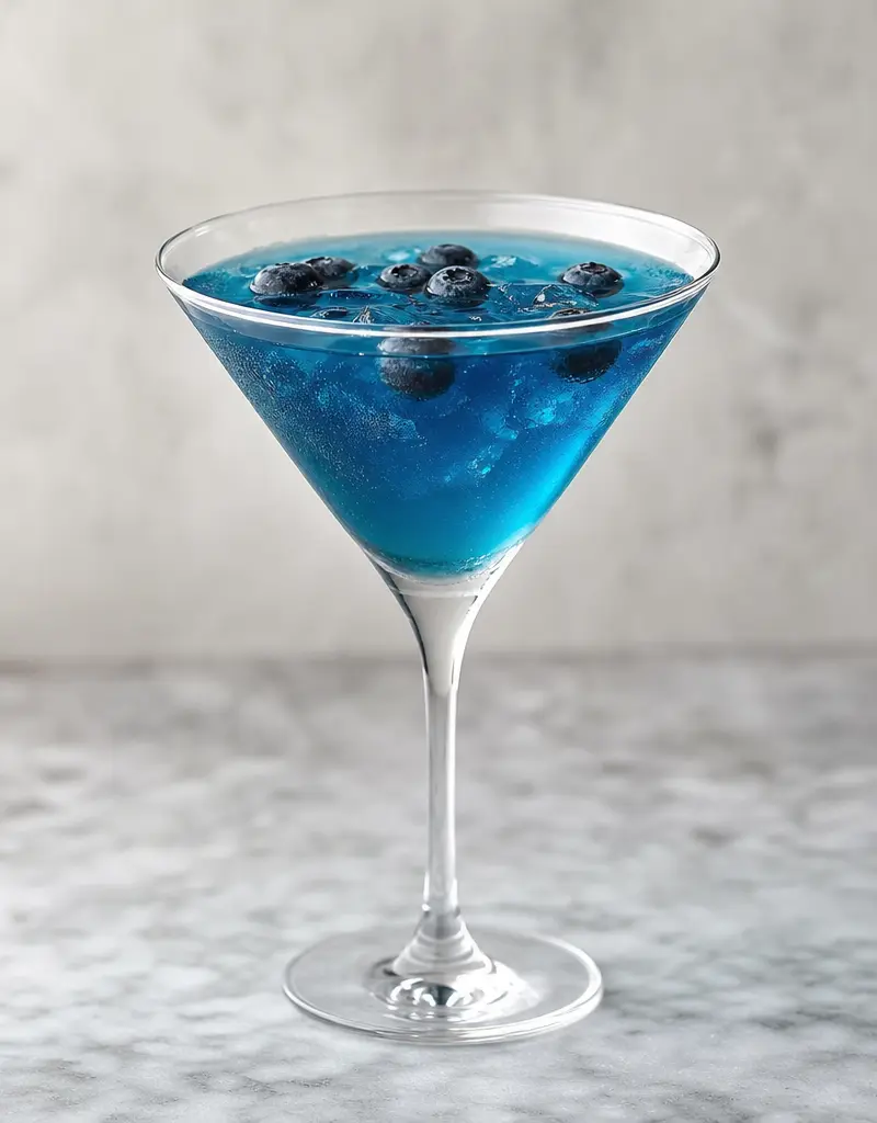 Blueberry Martini with Drunken Blueberries prepared dish