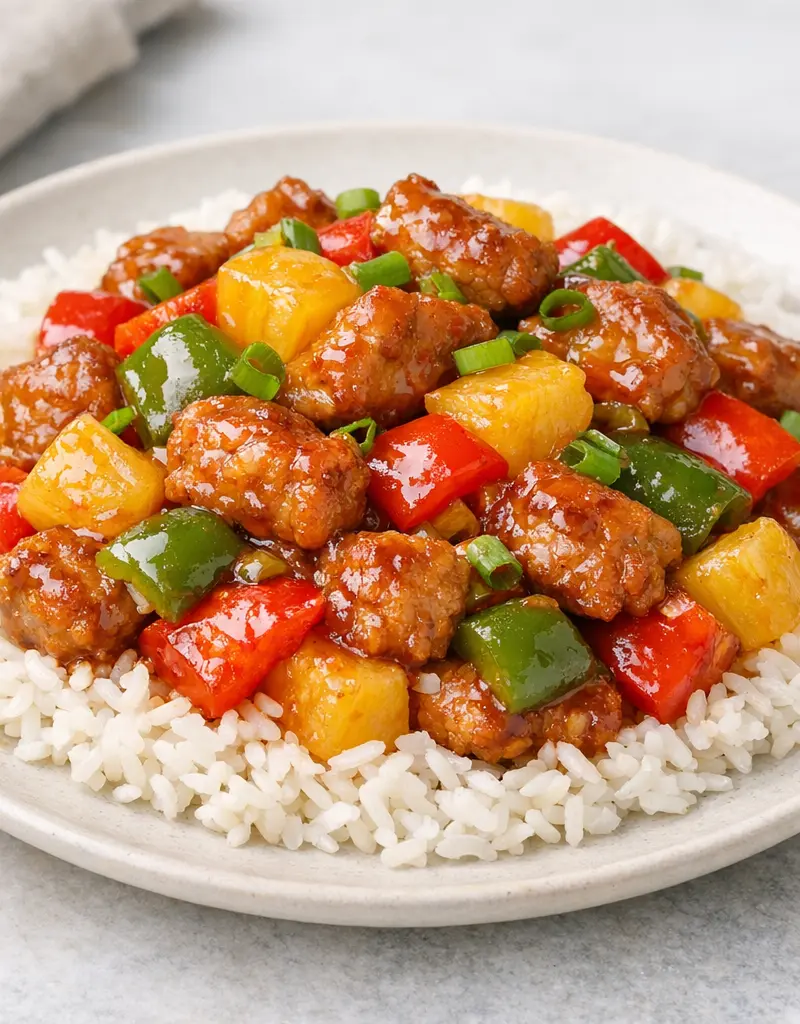 Sweet And Sour Pork Stir-fry prepared dish