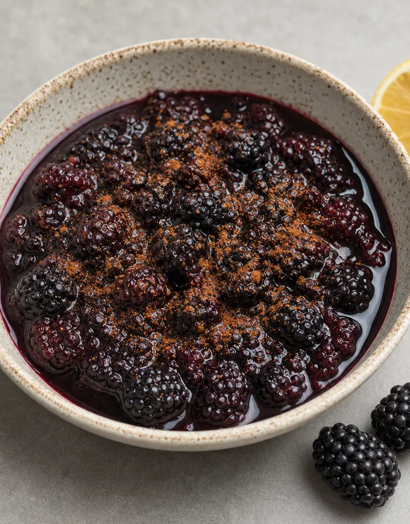 Stewed Blackberries with Cinnamon prepared dish