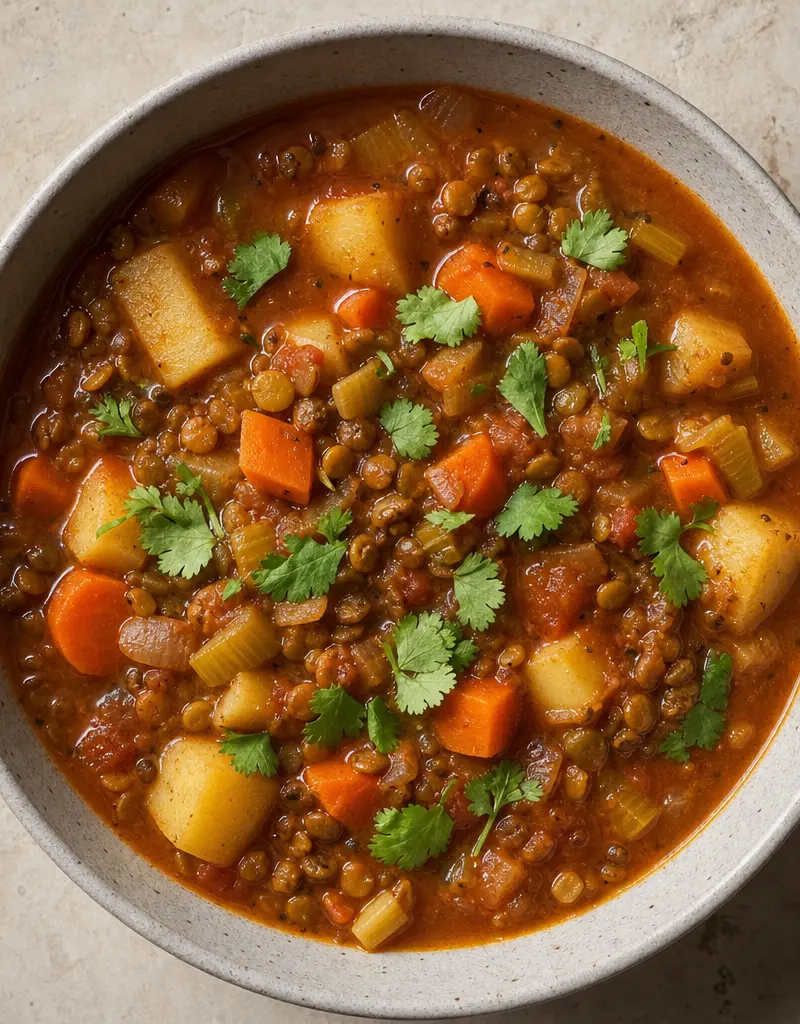 Southwest Potato and Lentil Stew prepared dish