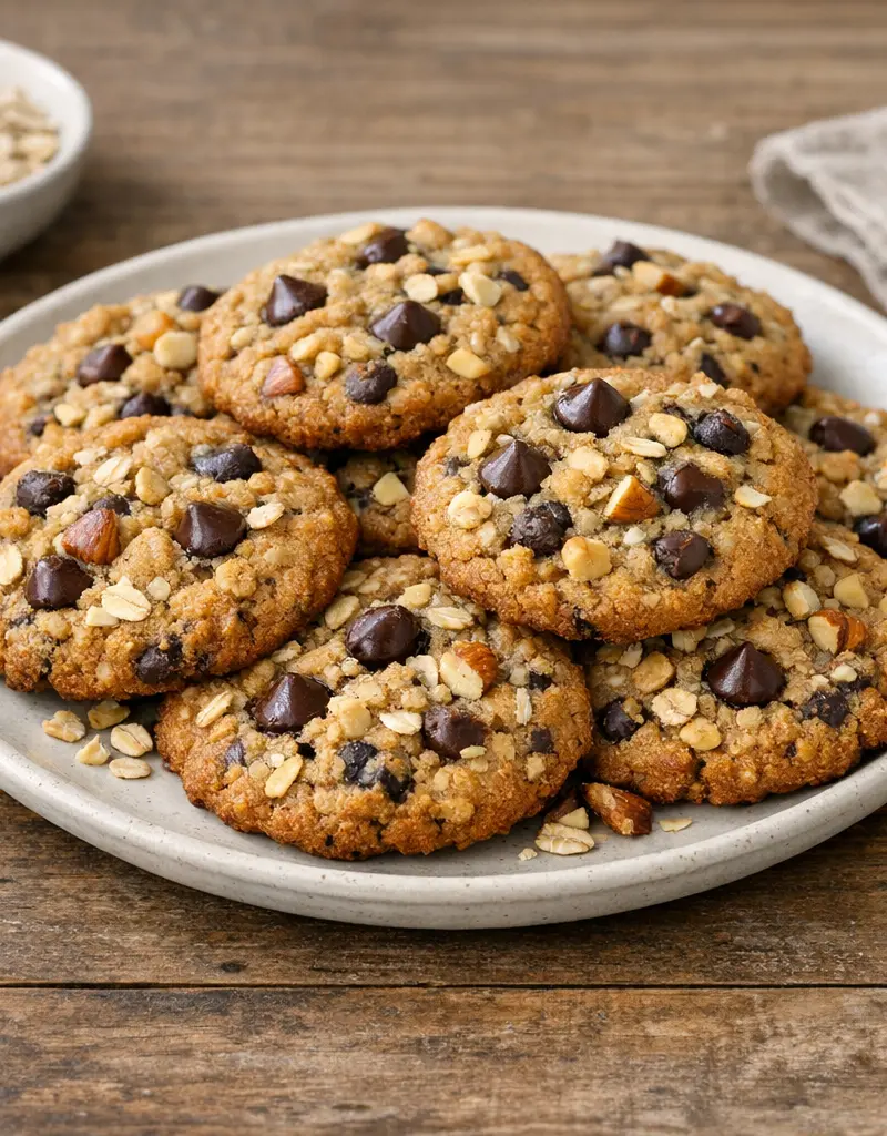 Nut And Oat Chocolate Chip Cookies prepared dish
