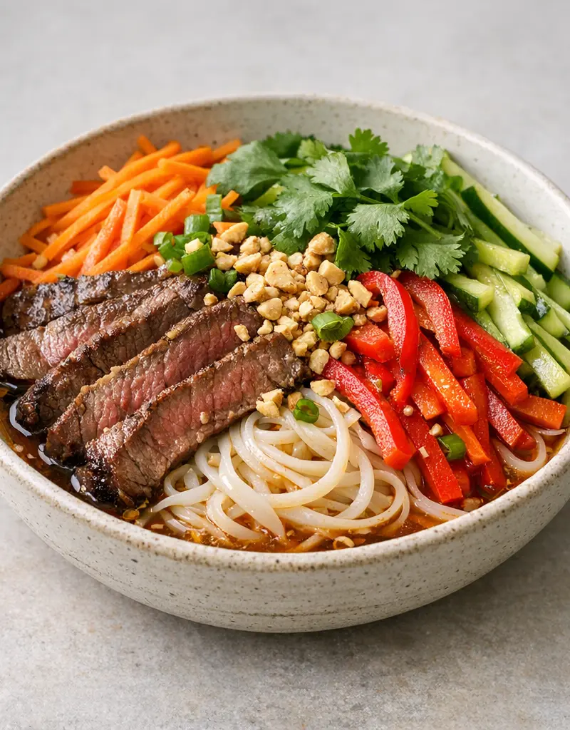 Thai Beef Noodle Salad prepared dish