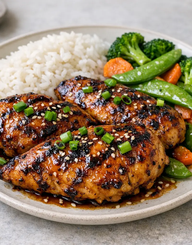 Asian Grilled Chicken Breasts prepared dish