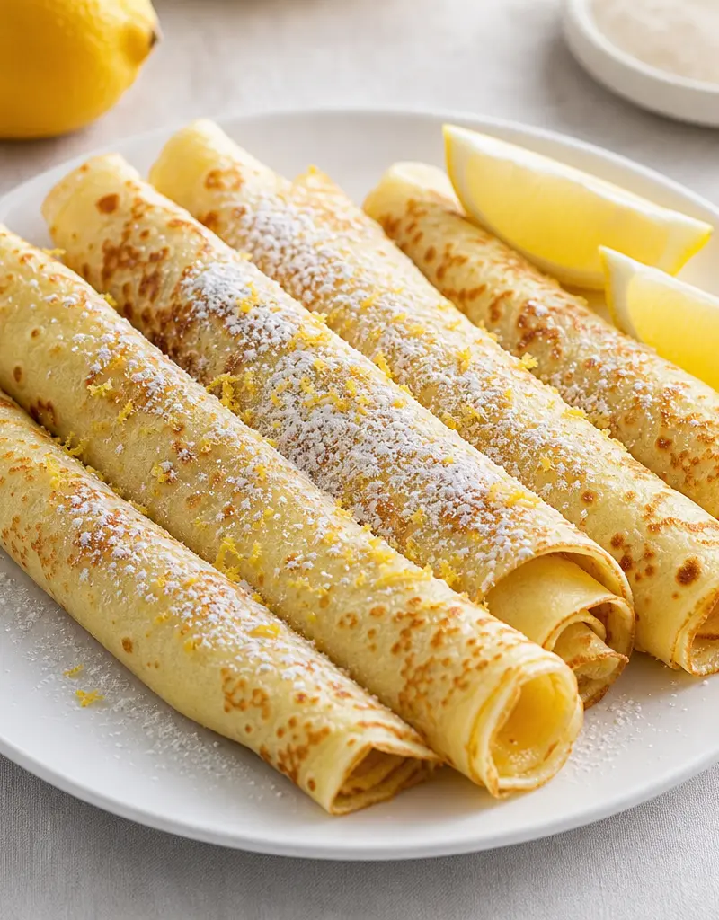 French Rolled Crêpes with Lemon Sugar