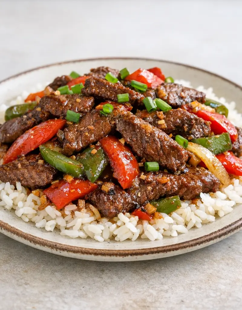 Spicy Asian Beef Stir-fry prepared dish