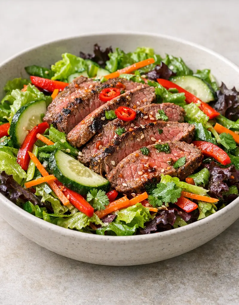 Spicy Thai Beef Salad prepared dish