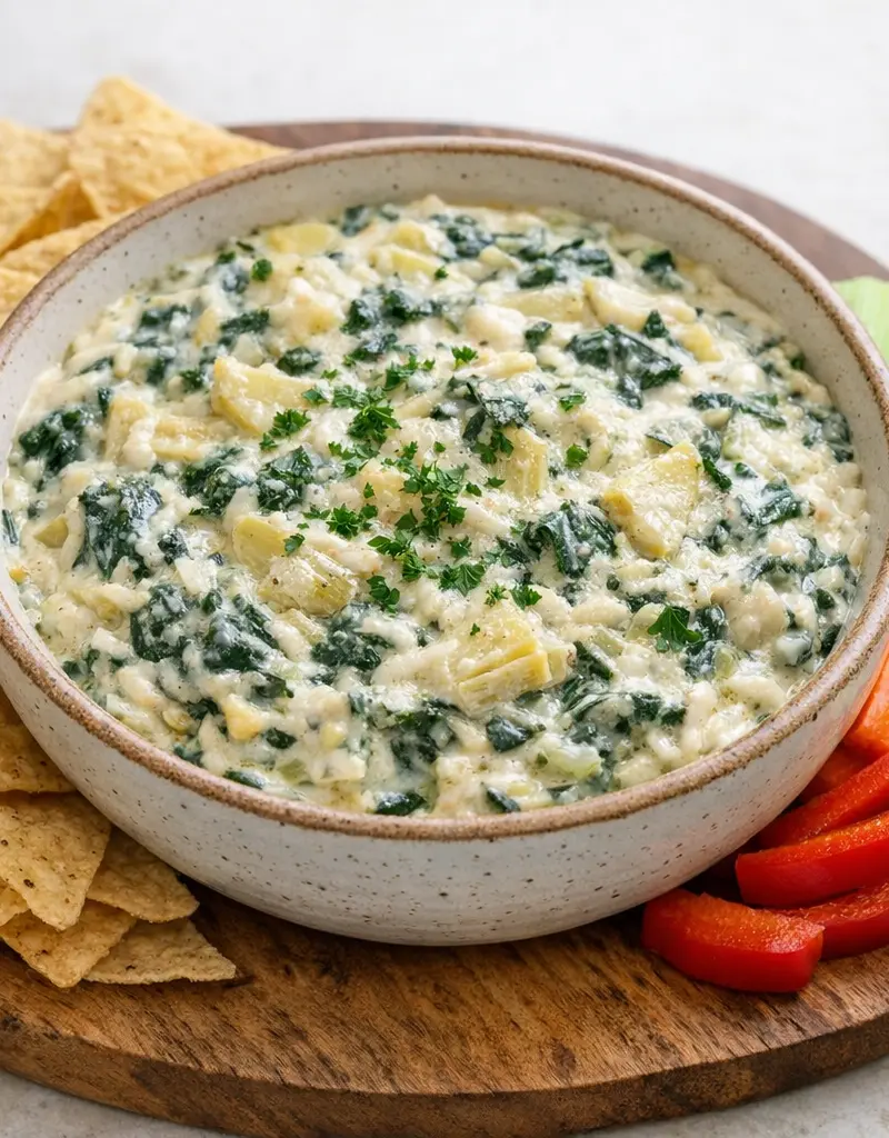 Creamy Spinach And Artichoke Dip prepared dish