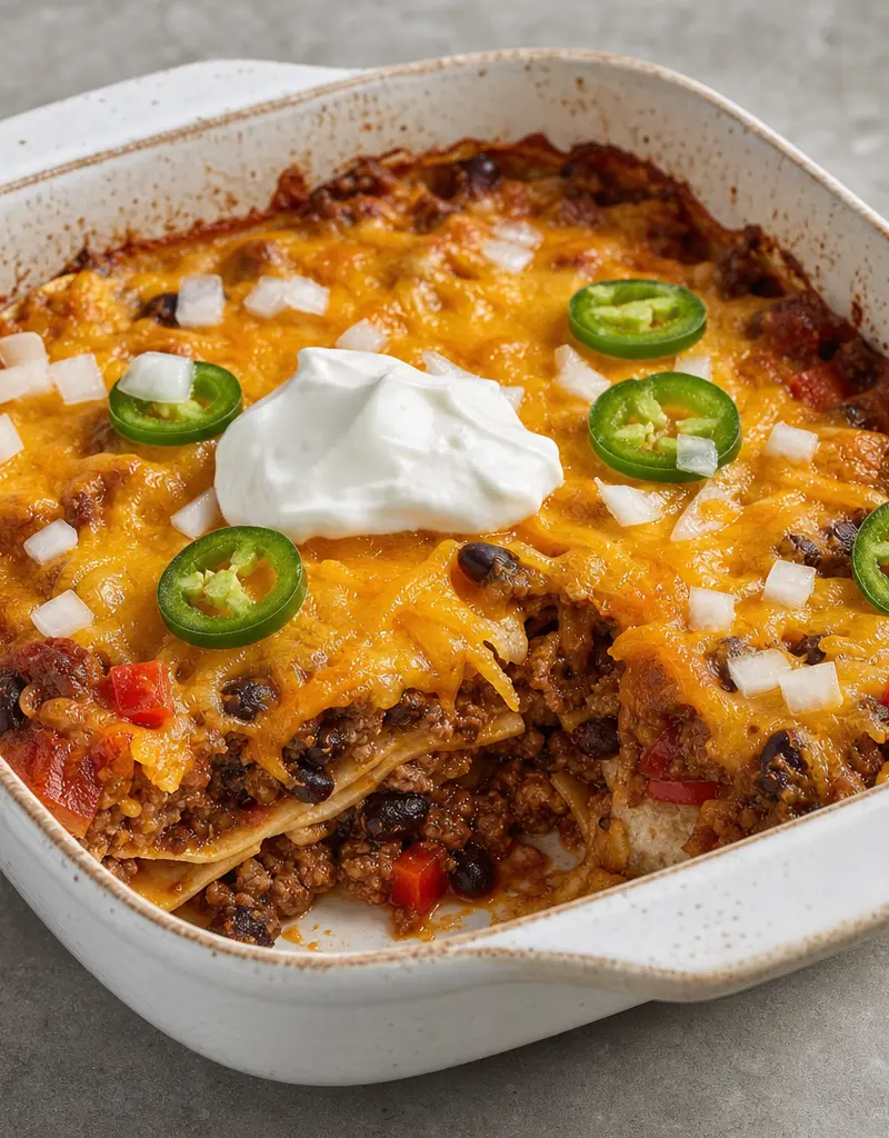 Beef Taco Bake prepared dish