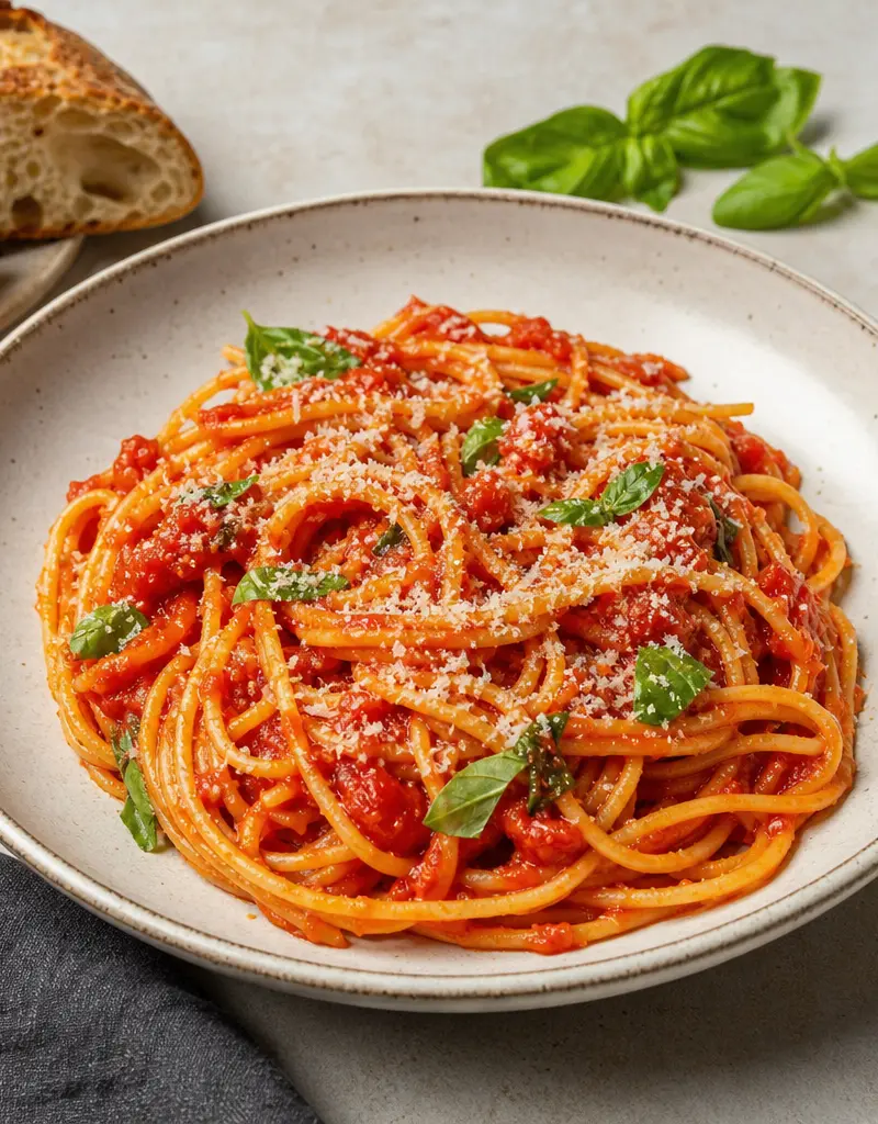 Pasta Al Pomodoro prepared dish