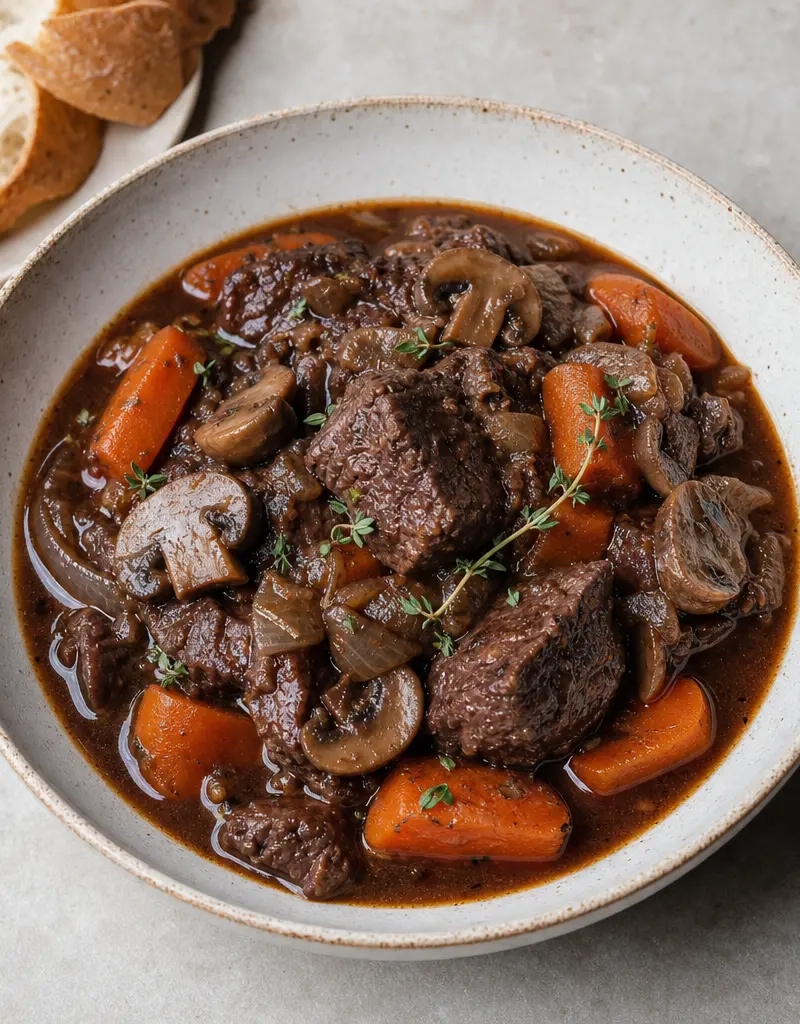 Burgundy Beef Stew prepared dish