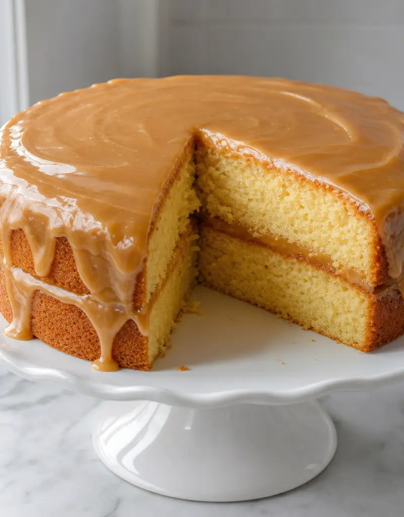 Classic Vanilla Layer Cake with Caramel Icing