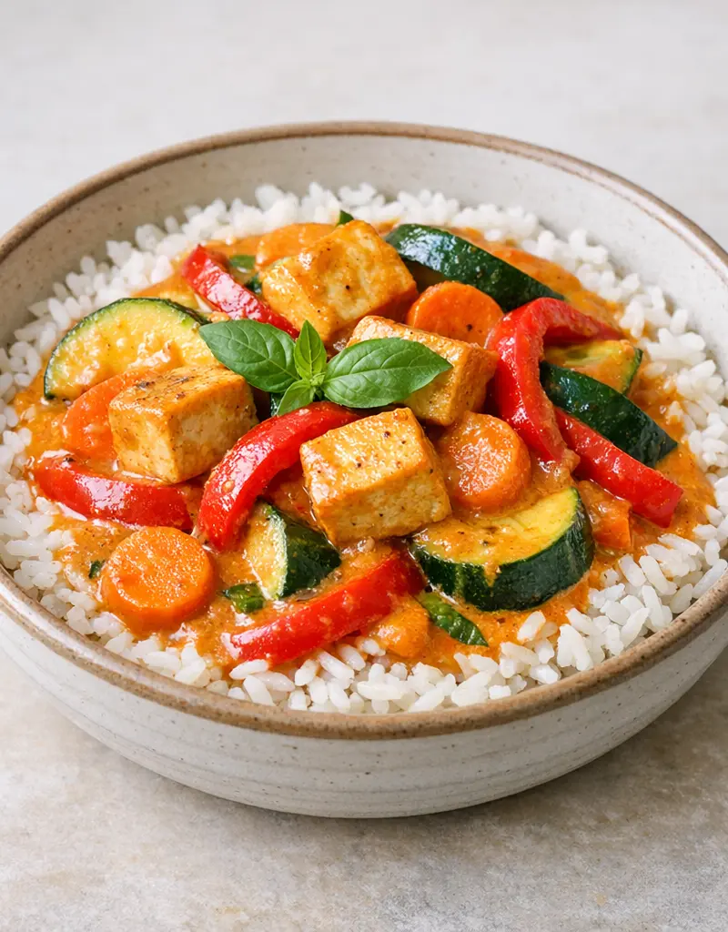 Vegetarian Panang Curry prepared dish