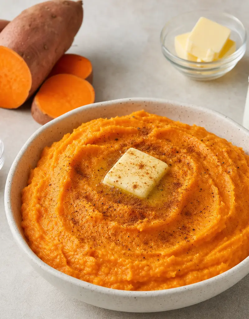 Creamy Mashed Sweet Potatoes prepared dish