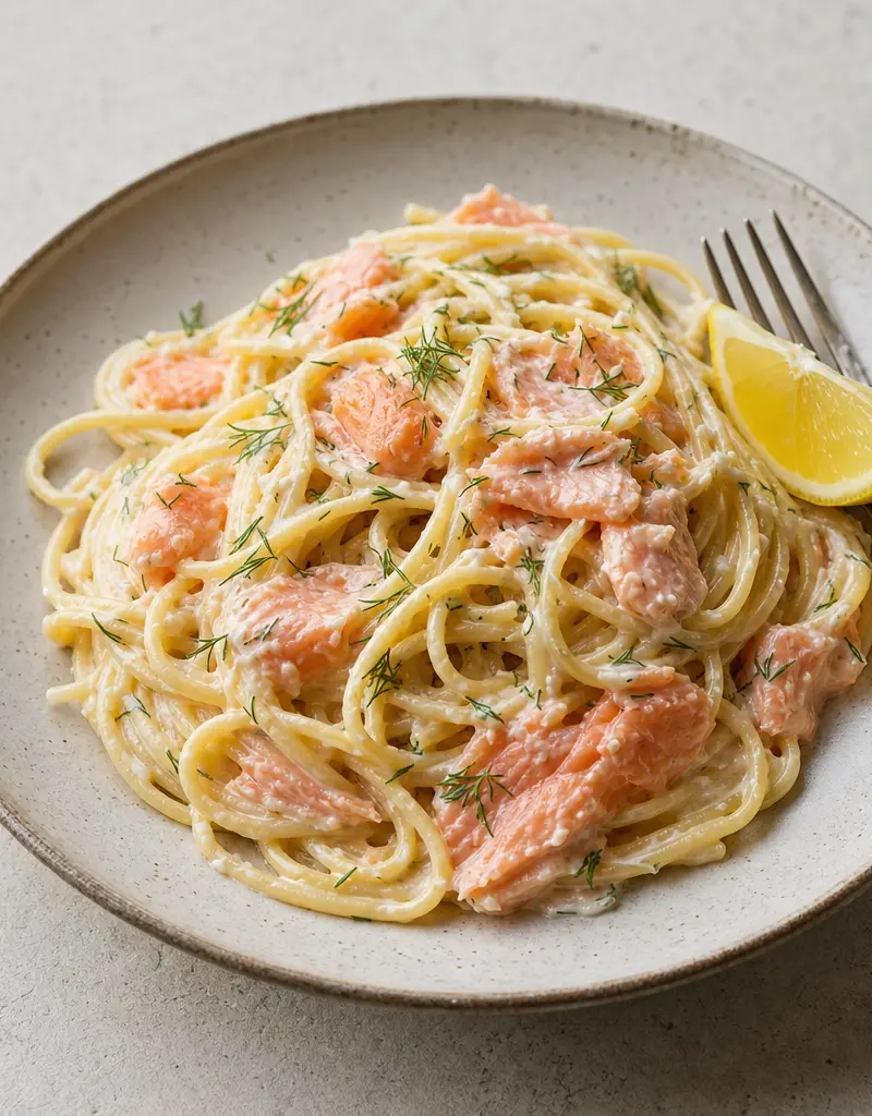 Creamy Smoked Salmon Pasta prepared dish