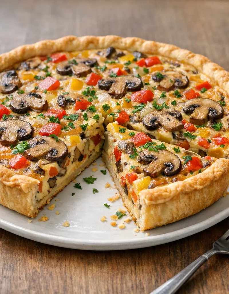 Mushroom And Sweet Pepper Quiche prepared dish