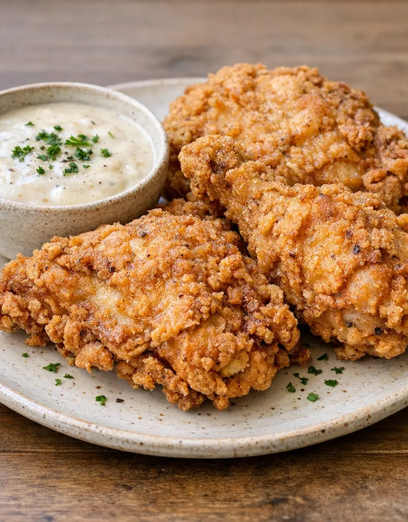 Southern Fried Chicken With Milk Gravy prepared dish