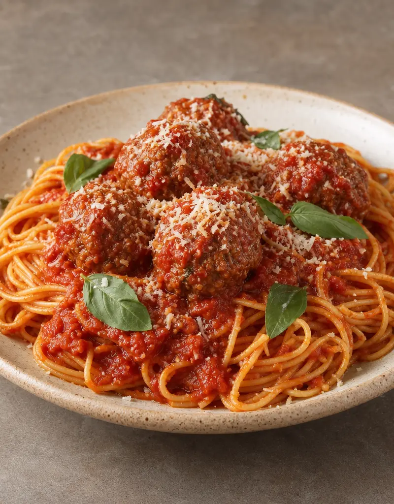 Spaghetti with Meatballs prepared dish