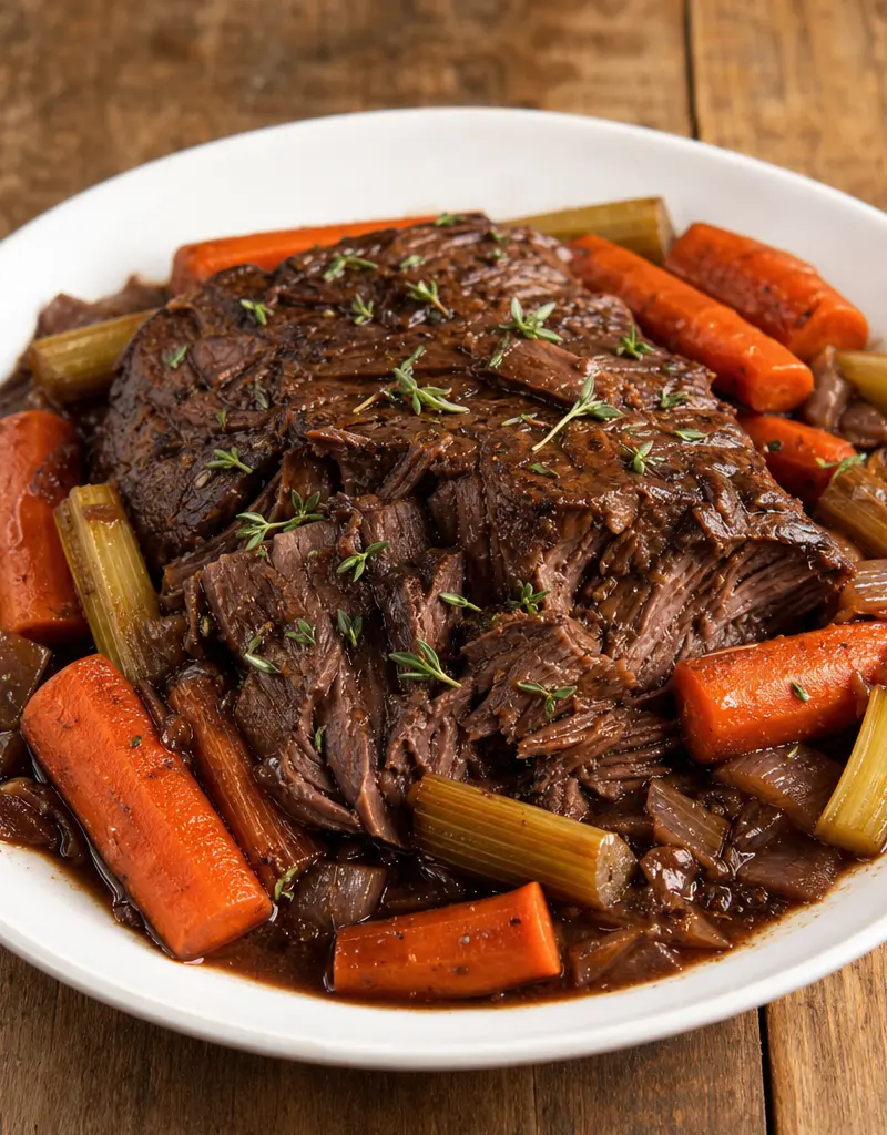 Pot Roast with Red Wine Gravy prepared dish