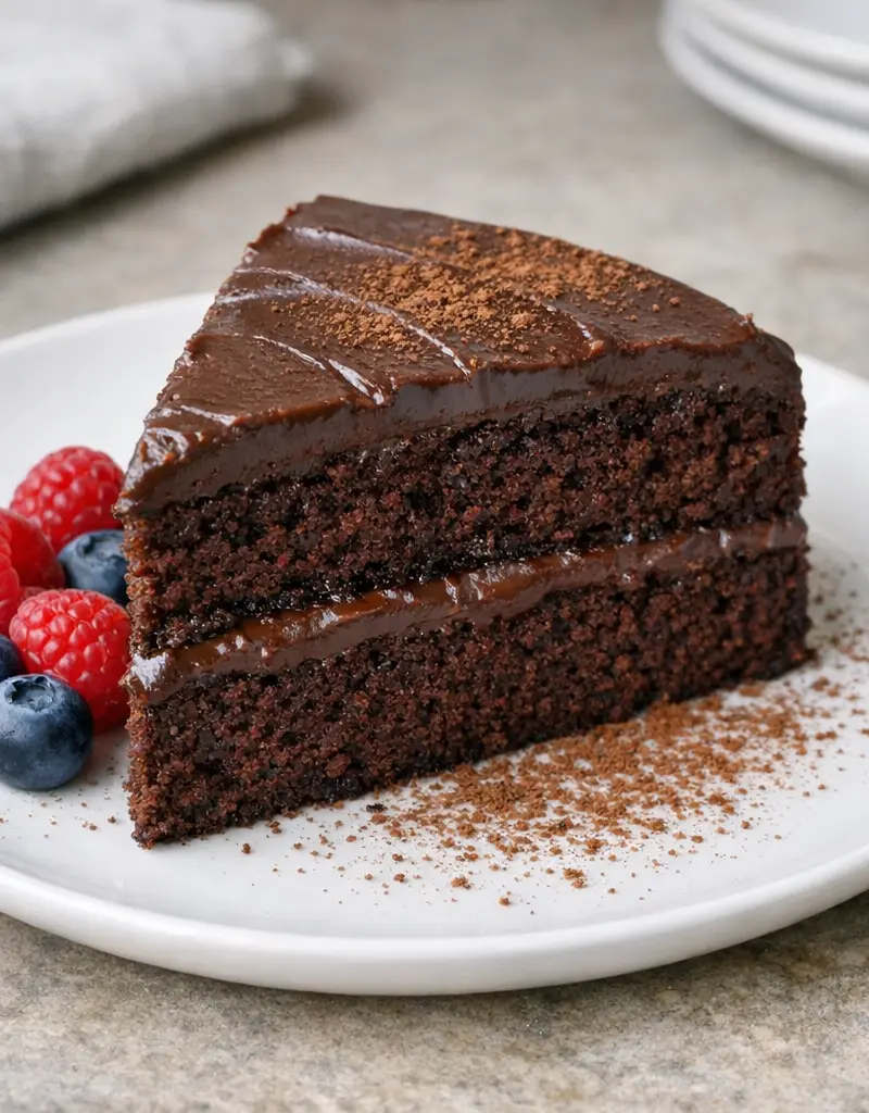 Low-fat Chocolate Cake prepared dish