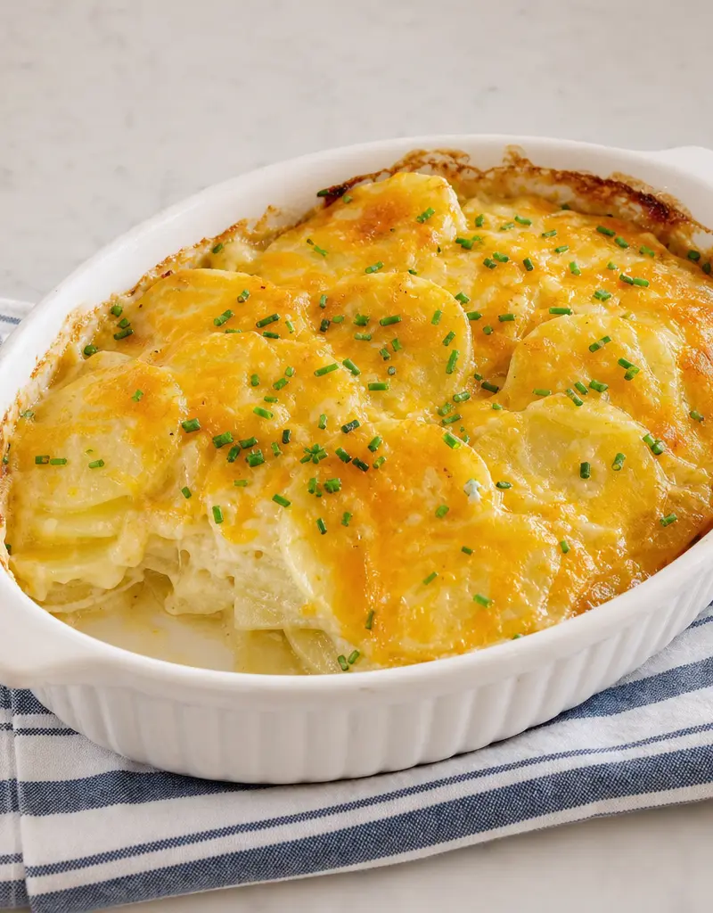 Sour Cream and Chive Potato Bake prepared dish
