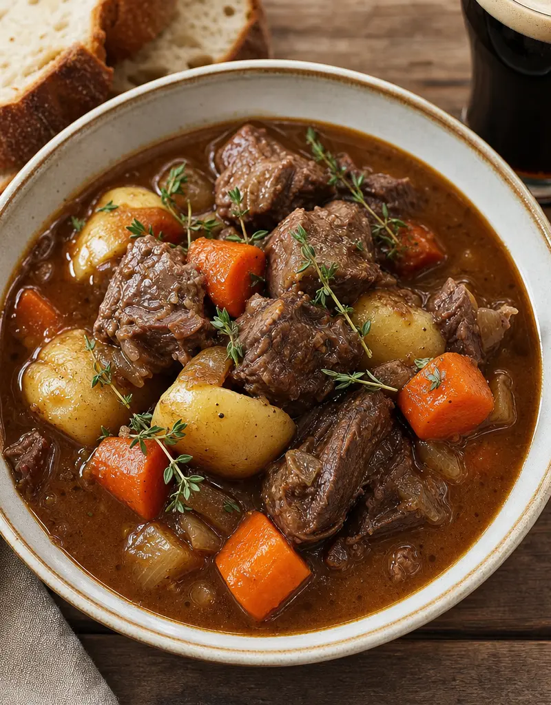 Irish Lamb Stew with Guinness prepared dish