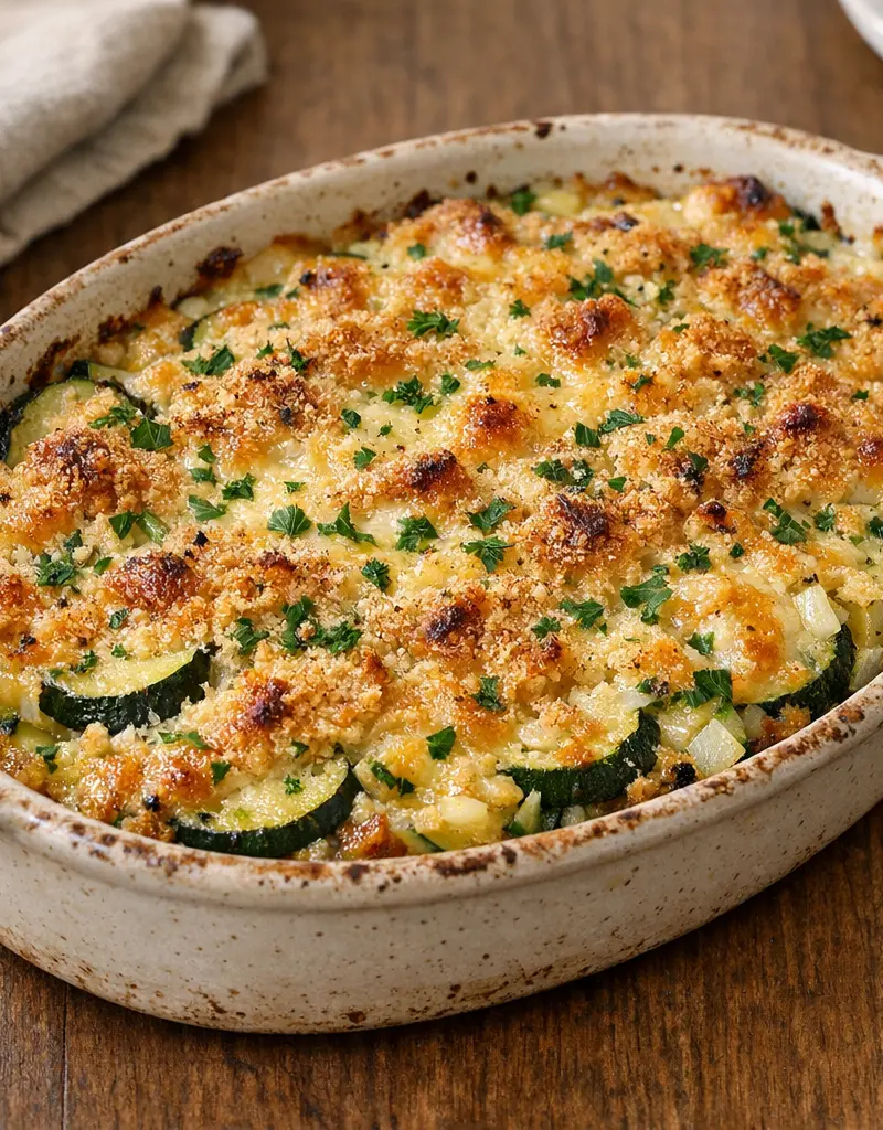 Zucchini And Jack Cheese Casserole prepared dish