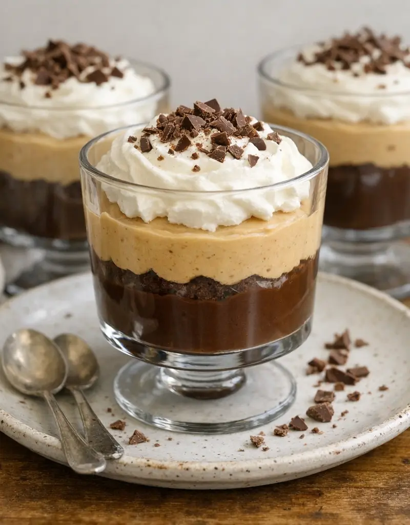 Peanut Butter Chocolate Pudding Parfaits prepared dish