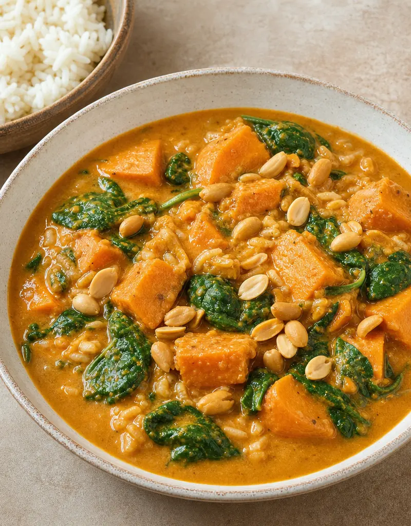 African Sweet Potato and Peanut Stew prepared dish