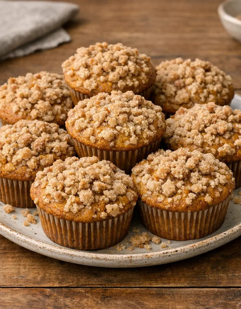 Pumpkin Muffins With Streusel Topping prepared dish