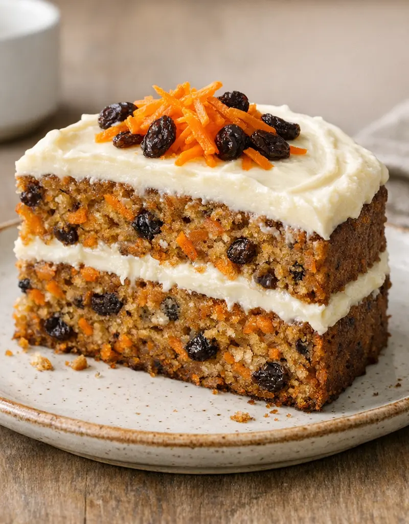 Carrot And Raisin Cake prepared dish