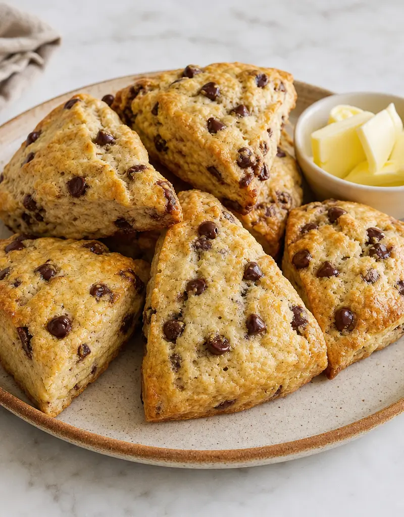 Banana Chocolate Chip Scones prepared dish