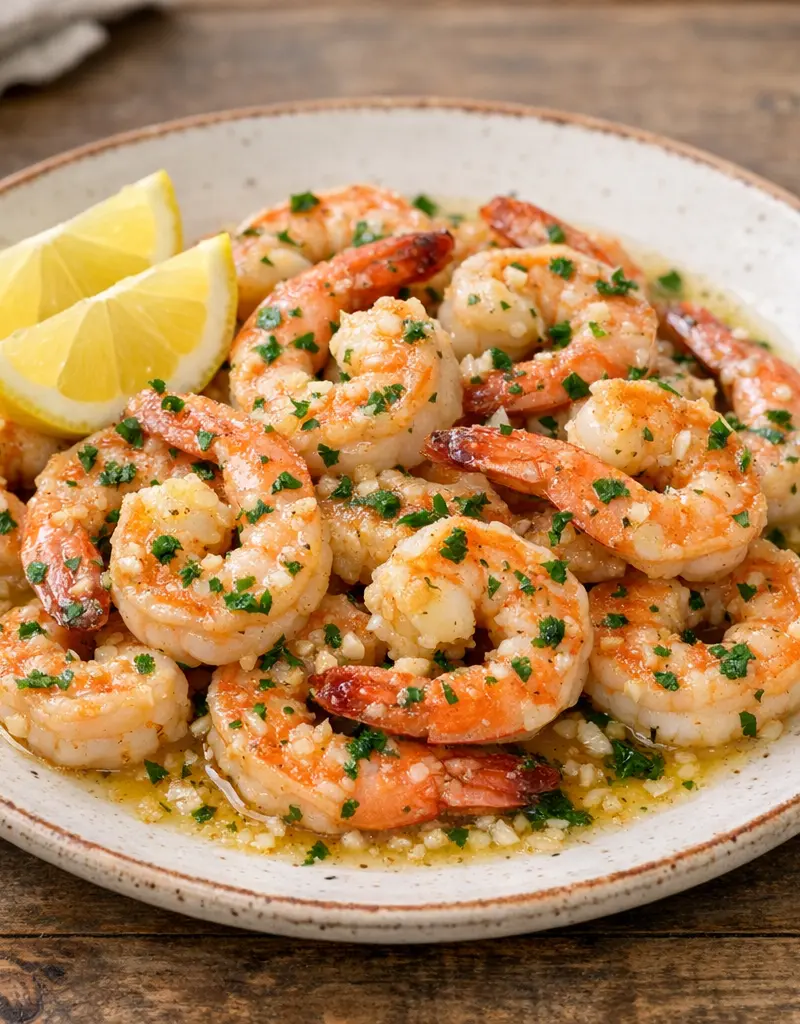 Garlic Butter Shrimp With Lemon prepared dish
