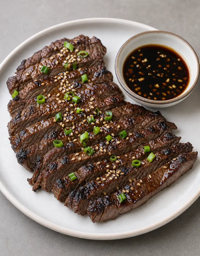 Black Angus Beef Teriyaki with Dipping Sauce prepared dish