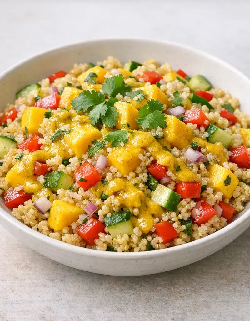 Quinoa Salad With Mango And Curry Dressing prepared dish