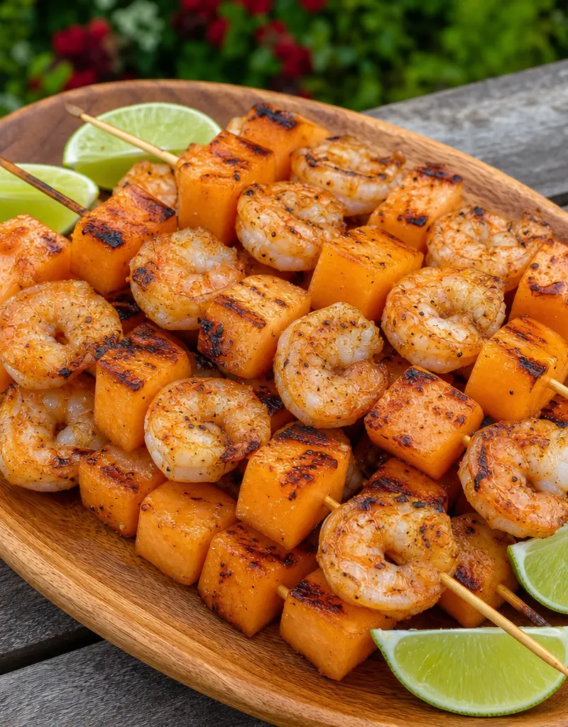 Grilled Shrimp and Cantaloupe Kabobs prepared dish