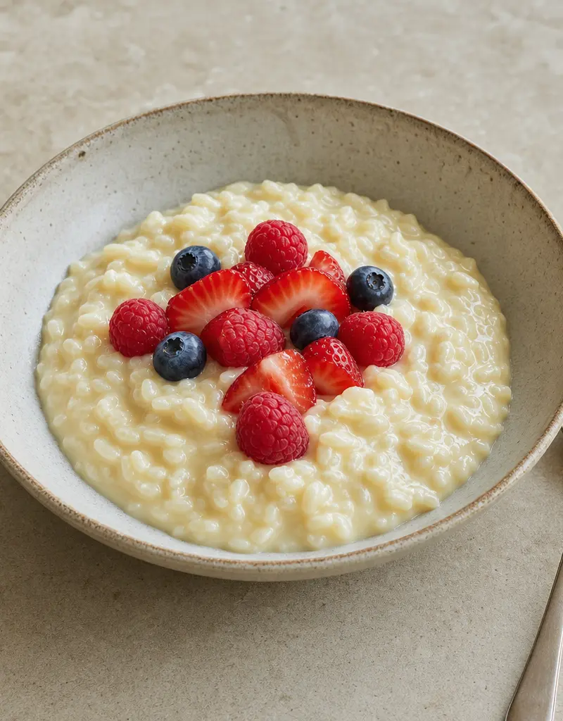 Creamy White Chocolate Risotto prepared dish
