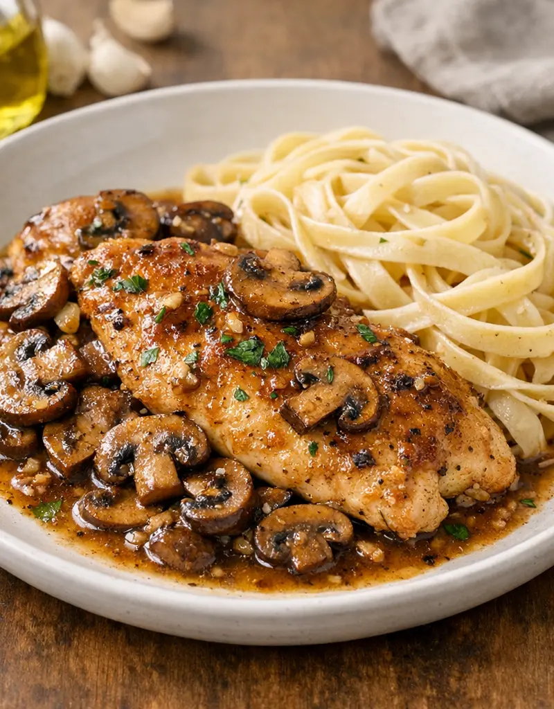 Chicken Marsala With Mushrooms prepared dish