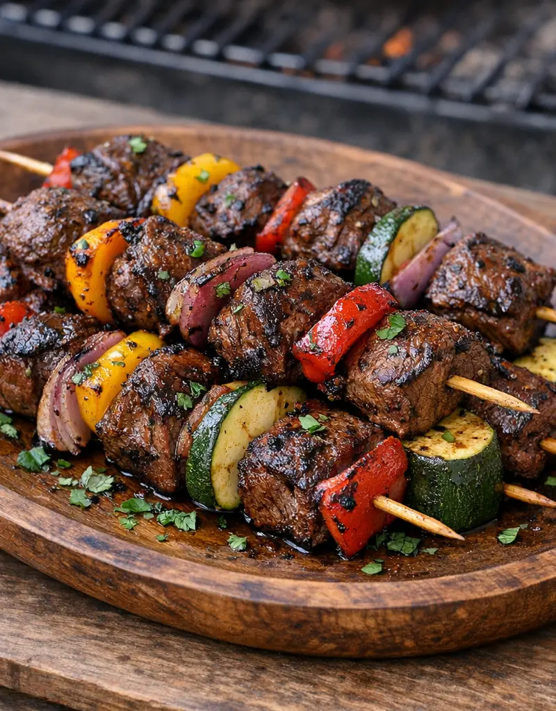 Grilled Venison Kabobs With Vegetables prepared dish