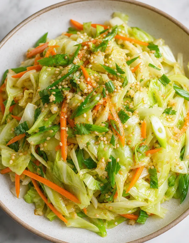 Sesame-ginger Cooked Cabbage Salad