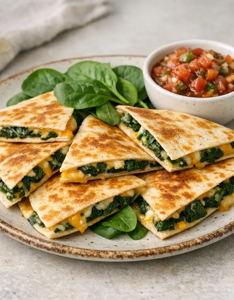 Spinach And Cheese Quesadillas prepared dish