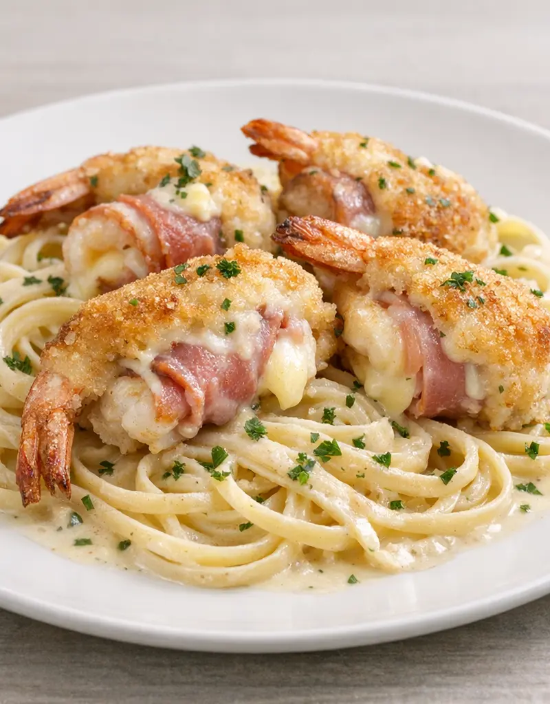 Shrimp Cordon Bleu With Linguine prepared dish