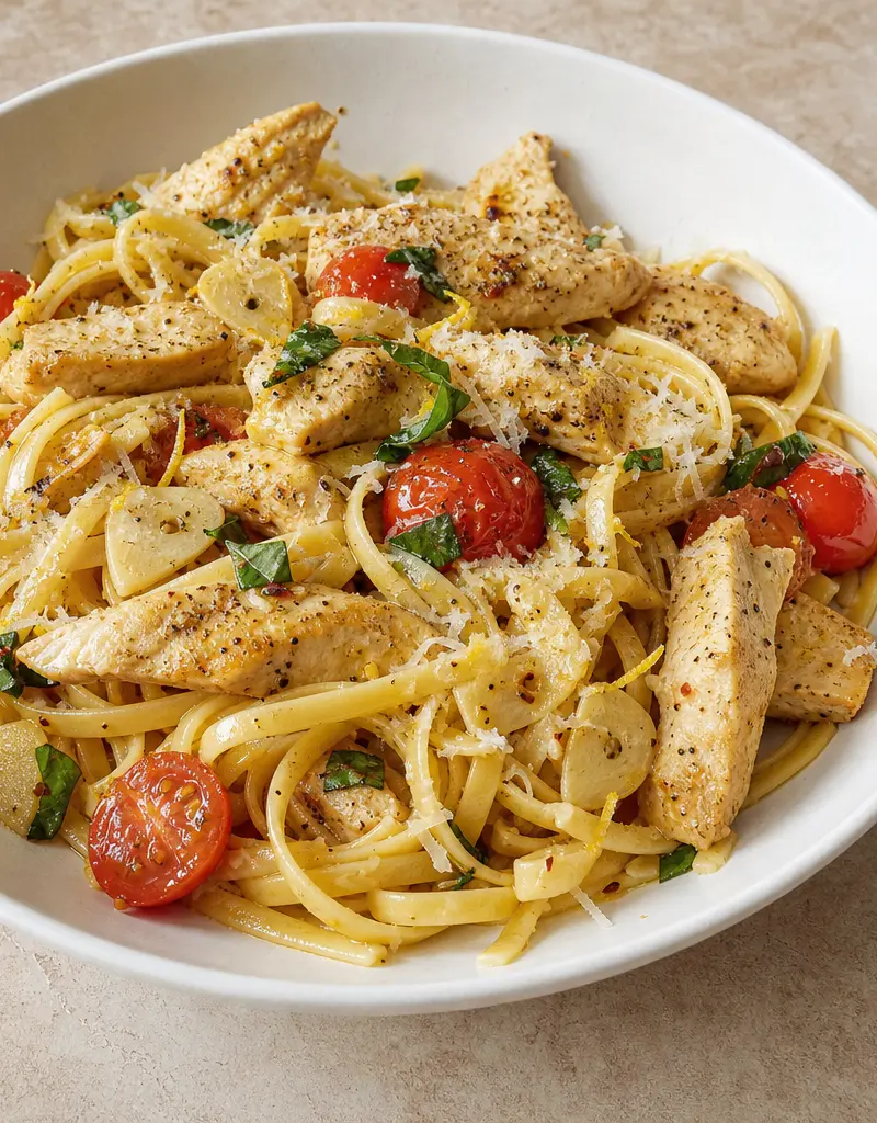 Linguine with Garlic Basil Chicken